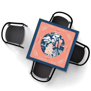 Elegant Navy and Pink Floral Mahjong Tablecloth - Perfect for Mahjong Enthusiasts, Teams, and Lovers