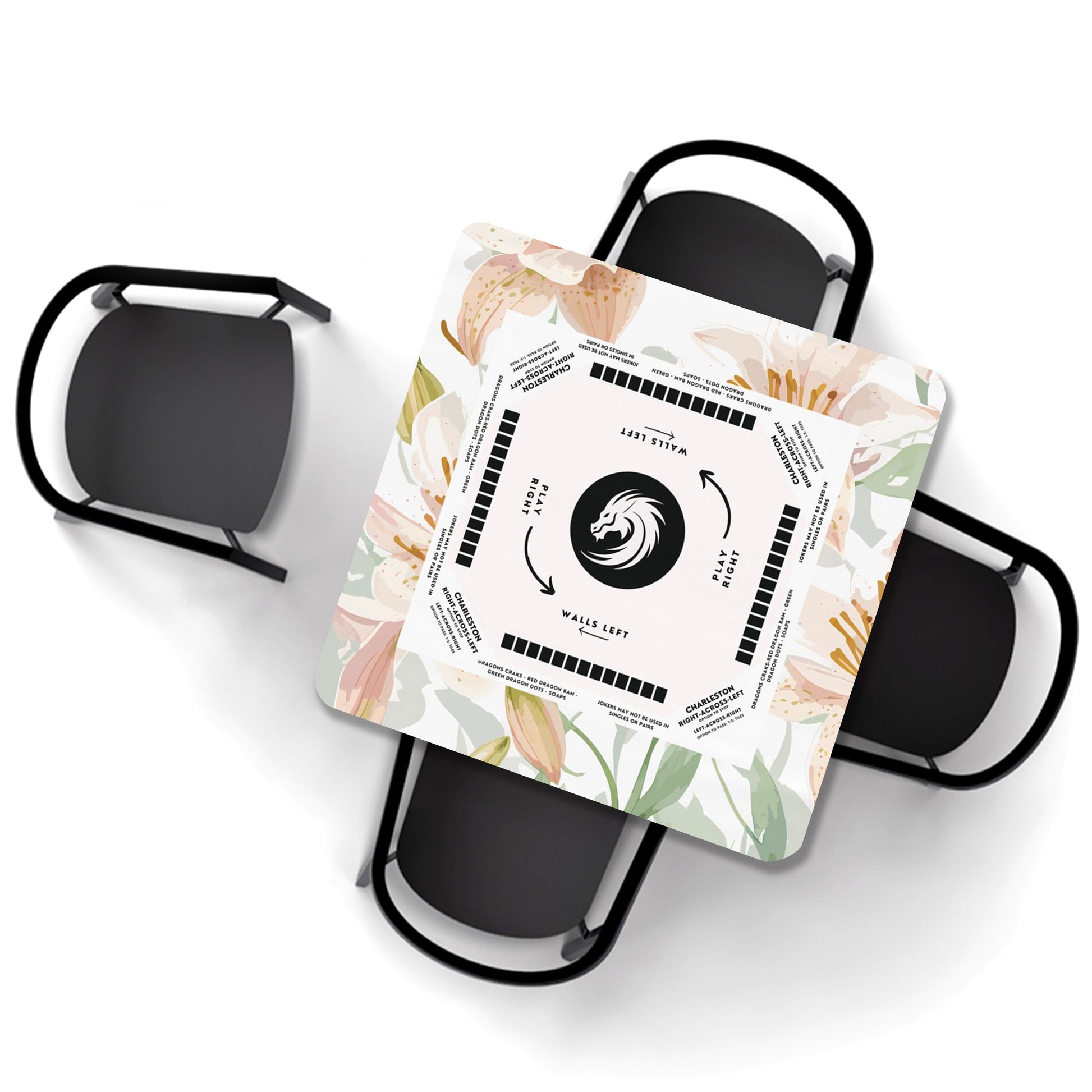 Elegant White Floral Mahjong Tablecloth - Perfect for Game Nights