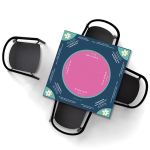 Mahjong instructional tablecloth gift for her, Blue and Pink Floral Mahjong Tablecloth - easy-to-follow mah-jongg tablecloth