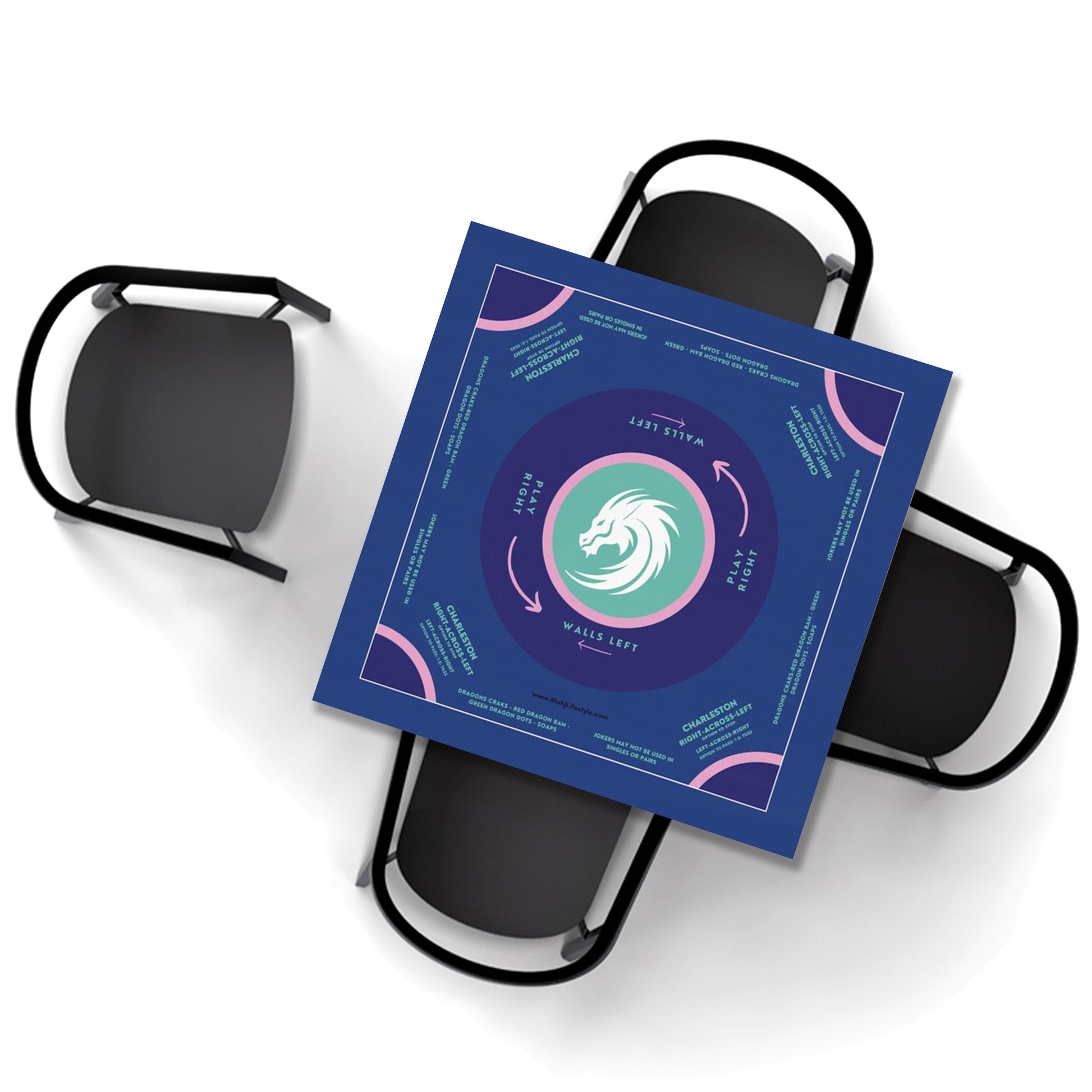Elegant Blue and Purple Mahjong Tablecloth - Light Blue Design