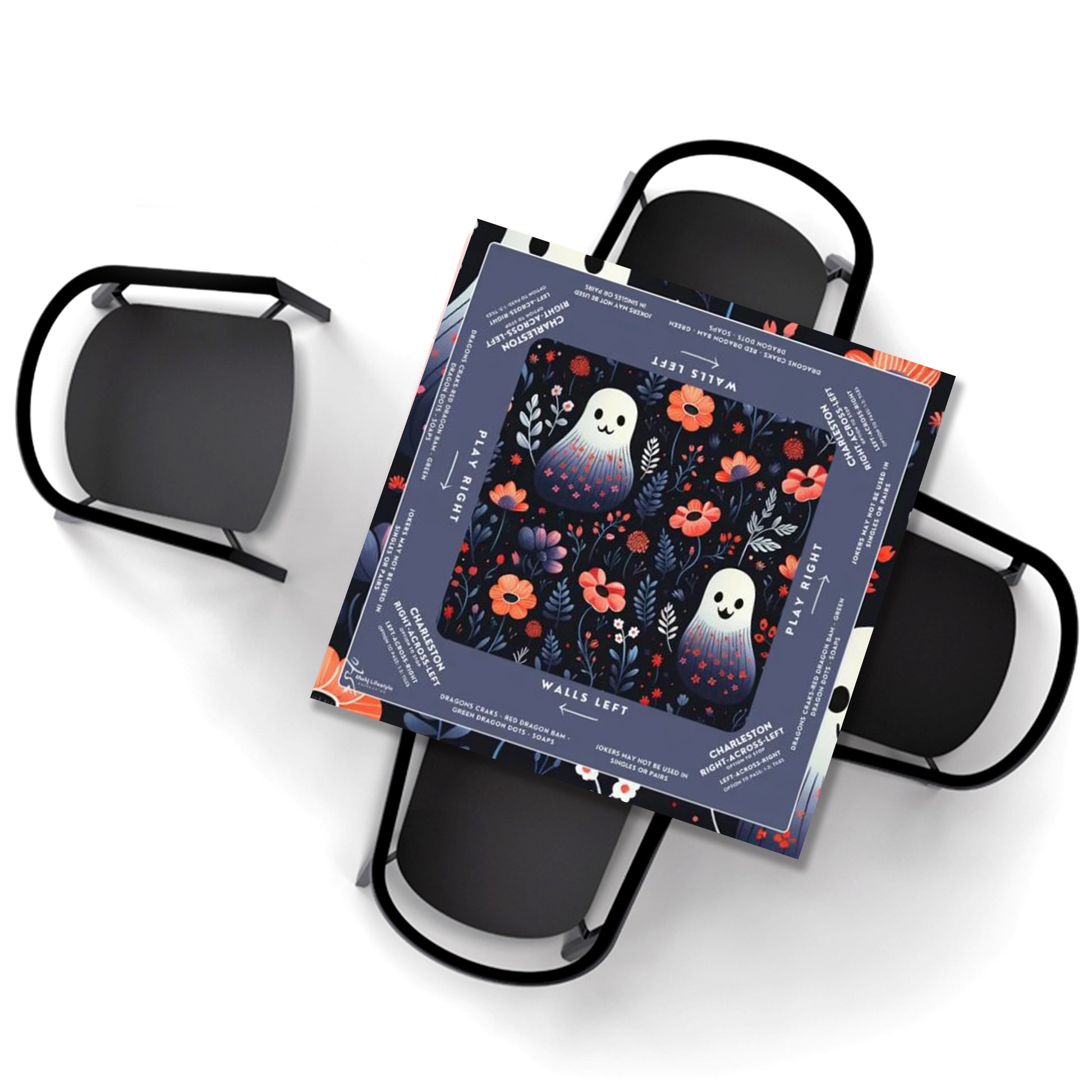 Halloween Mahjong Instructional Tablecloth - Perfect for Events, Mahjong Games, and Halloween Parties, 3