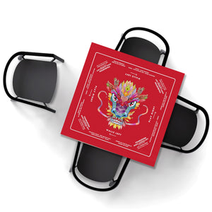 Vibrant Red Dragon Design Mahjong Tablecloth - Perfect for Mahjong Players and Enthusiasts