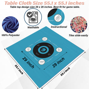 Turquoise Mahjong Game Tablecloth-easy-to-follow mah-jong tablecloth