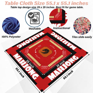Red Basic Design With Rules-easy-to-follow mah-jong tablecloth