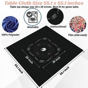 Black on Black Mahjong Game Tablecloth-easy-to-follow mah-jong tablecloth