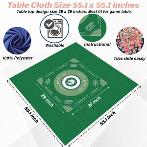 Elegant Green Mahjong Tablecloth - Handmade Table Cover for Game Nights