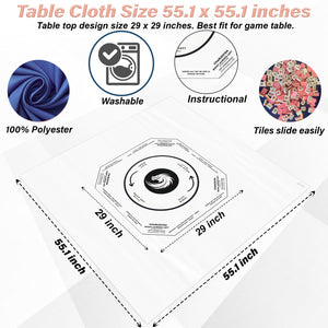 Elegant White Mahjong Tablecloth- easy-to-follow mah-jong tablecloth
