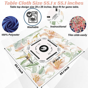 Elegant White Floral Mahjong Tablecloth - Perfect for Game Nights