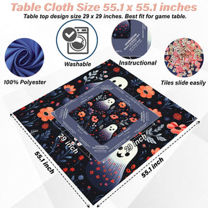 Halloween Mahjong Instructional Tablecloth - Perfect for Events, Mahjong Games, and Halloween Parties, 3