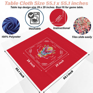 Vibrant Red Dragon Design Mahjong Tablecloth - Perfect for Mahjong Players and Enthusiasts