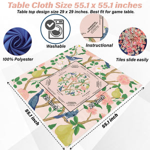 Elegant Birdie at Play Mahjong Tablecloth - Perfect for Mahjong Lovers & Enthusiasts