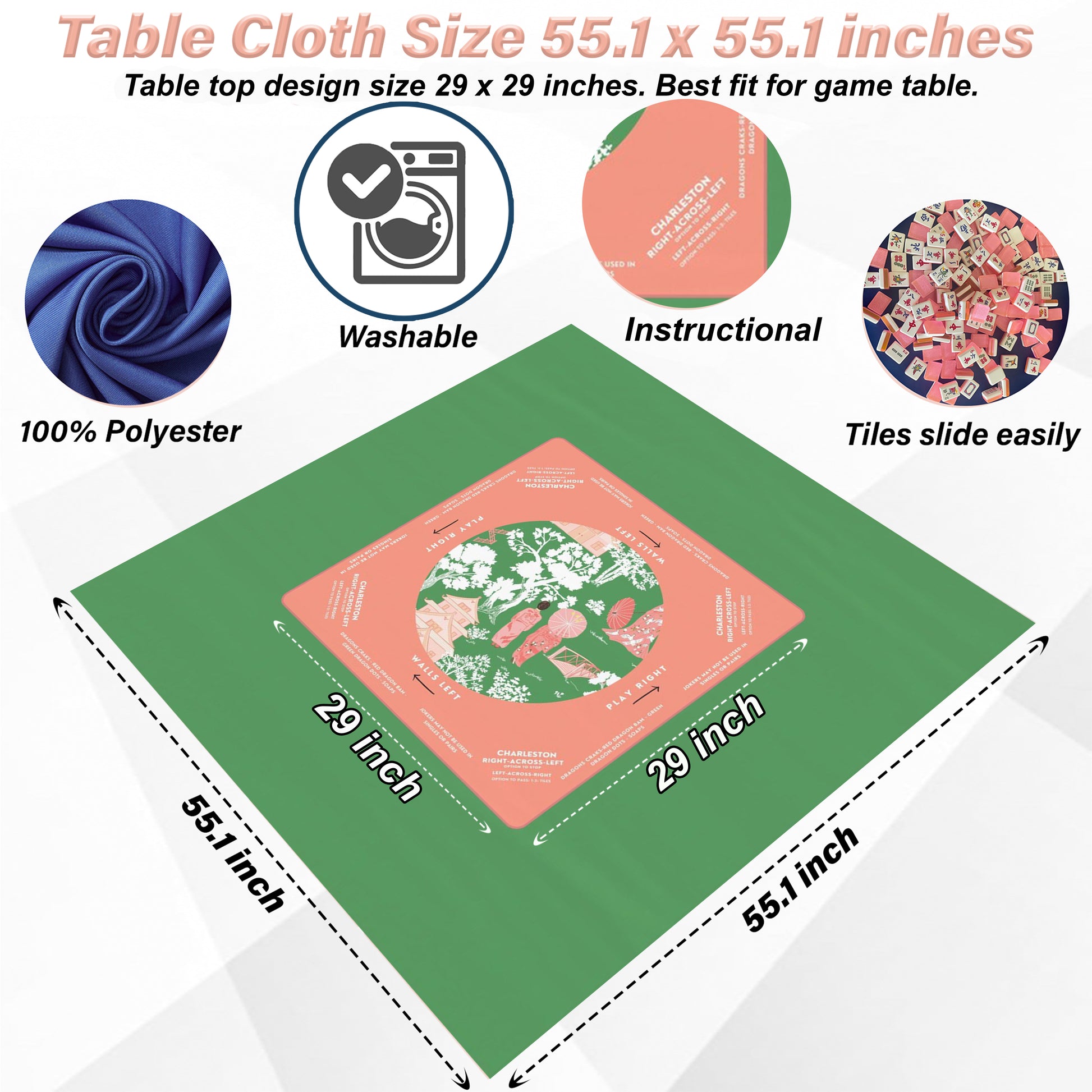Watermelon Floral Mahjong Tablecloth - Perfect for Mahjong Players, Teams, and Enthusiasts