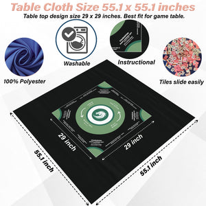 Elegant Black and Grey Mahjong Tablecloth - Perfect for Game Nights