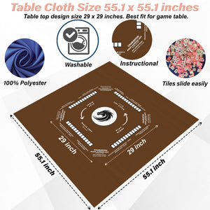 Mahjong Mat with Instructions - Mahjong Tablecloth Size 55 x 55, Mahjong with Rules, great for beginners learning how to play