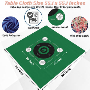 Green and Colorful Circles Mahjong Tablecloth-Handmade Table Cover for Game Nights