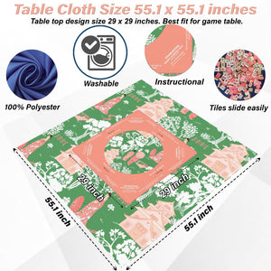 Pastel Mahjong Tablecloth with Instructions - Perfect for Mahjong Enthusiasts and Teams