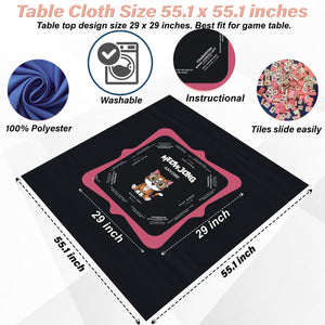 Cute Kitten Pink Rim Mahjong Tablecloth - Perfect for Mahjong Lovers & Teams, Adorable Gaming Decor