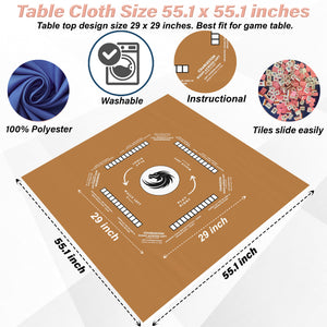 Mahjong Mat with Instructions - Mahjong Tablecloth Size 55 x 55, Mahjong with Rules, great for beginners learning how to play