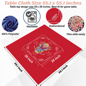 Vibrant Red Dragon Design Mahjong Tablecloth - Perfect for Mahjong Players and Enthusiasts