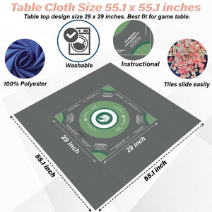 Elegant Grey and Green Mahjong Tablecloth - Premium Quality