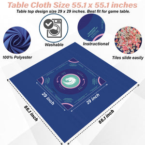 Elegant Blue and Purple Mahjong Tablecloth - Light Blue Design