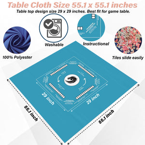 Mahjong Mat with Instructions - Mahjong Tablecloth Size 55 x 55, Mahjong with Rules, great for beginners learning how to play