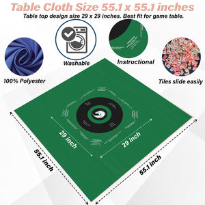 Green Bamboo-Mahjong Tablecloth Size 55 x 55, Mahjong with Rules