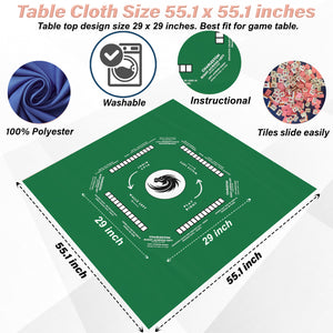 Elegant Green Mahjong Tablecloth - Handmade Table Cover for Game Nights