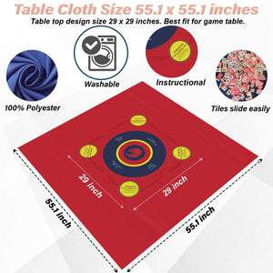 Dark Red Mahjong Game Tablecloth-Handmade Table Cover for Game Nights