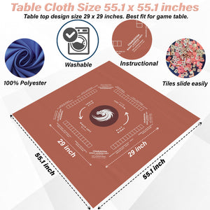 Mahjong Mat with Instructions - Mahjong Tablecloth Size 55 x 55, Mahjong with Rules, great for beginners learning how to play