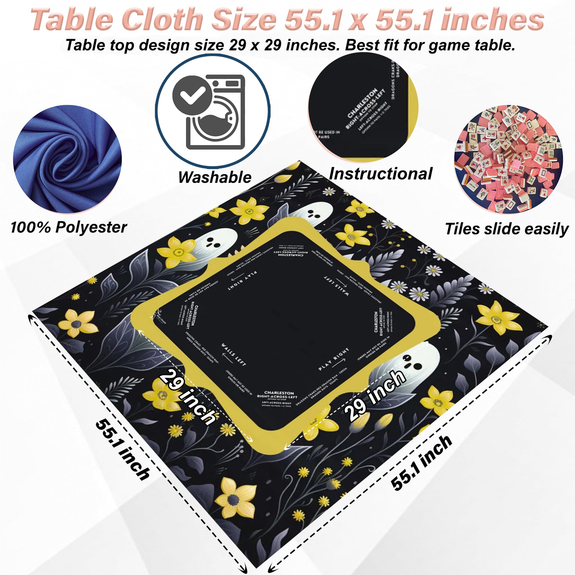 Halloween Themed Mahjong Tablecloth - Perfect for Events, Mahjong Games, and Halloween Parties 4