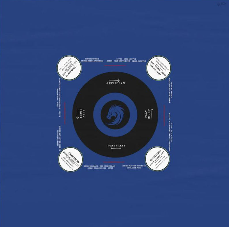 Blue with white circle- easy-to-follow mah-jong tablecloth
