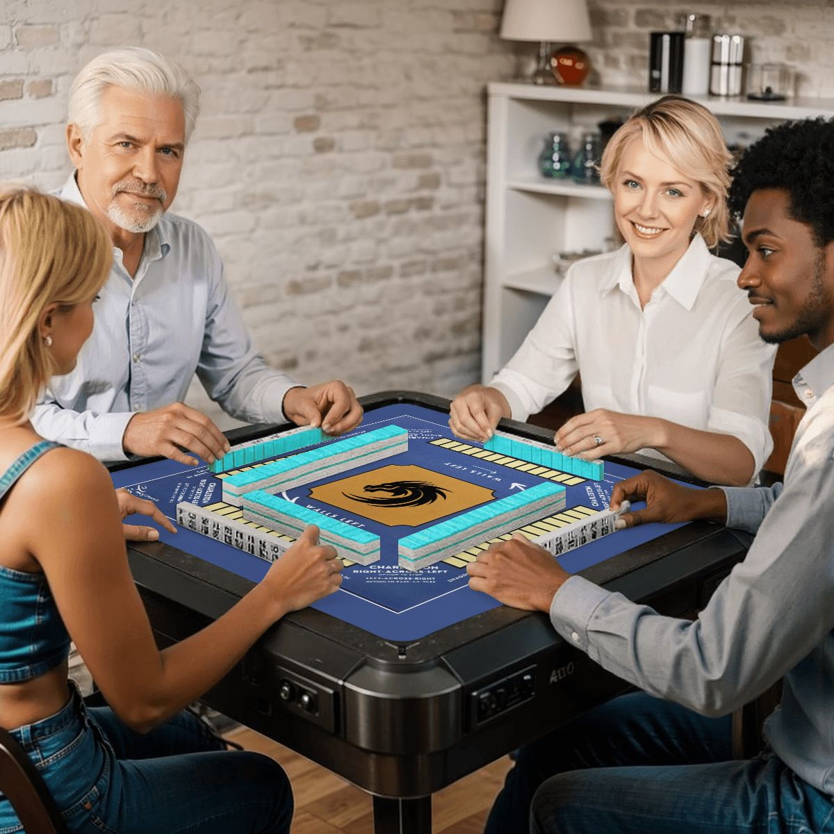 Blue Mahjong Mat 31.5 x 31.5 - Durable Surface for Great Game Night Experiences