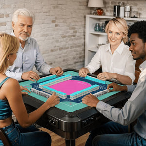 Teal Flower Design Mahjong Mat 31.5 x 31.5, For Game Night for Mahjong Fans