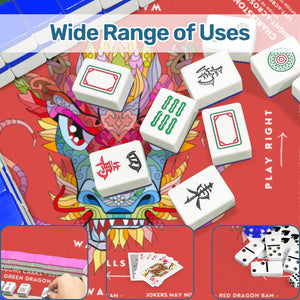 Red Dragon Mahjong Mat with Storage Case | Bold Festival Design