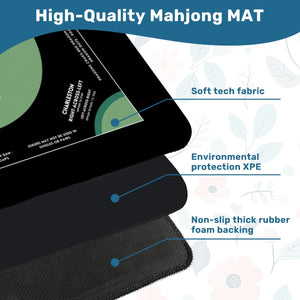 Black and Green Mahjong Mat 31.5 x 31.5 - For Mahjong Enthusiasts