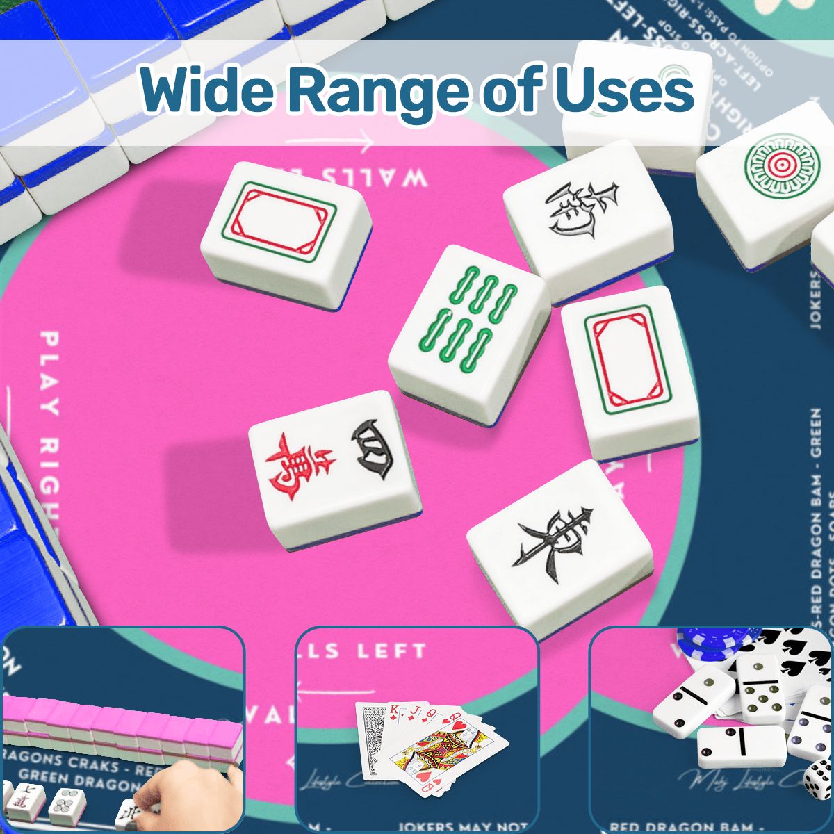 Blue Daisy Design Mahjong Mat, Size 31.5 x 31.5