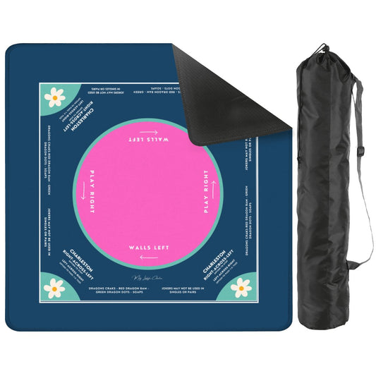 Blue Daisy Design Mahjong Mat, Size 31.5 x 31.5