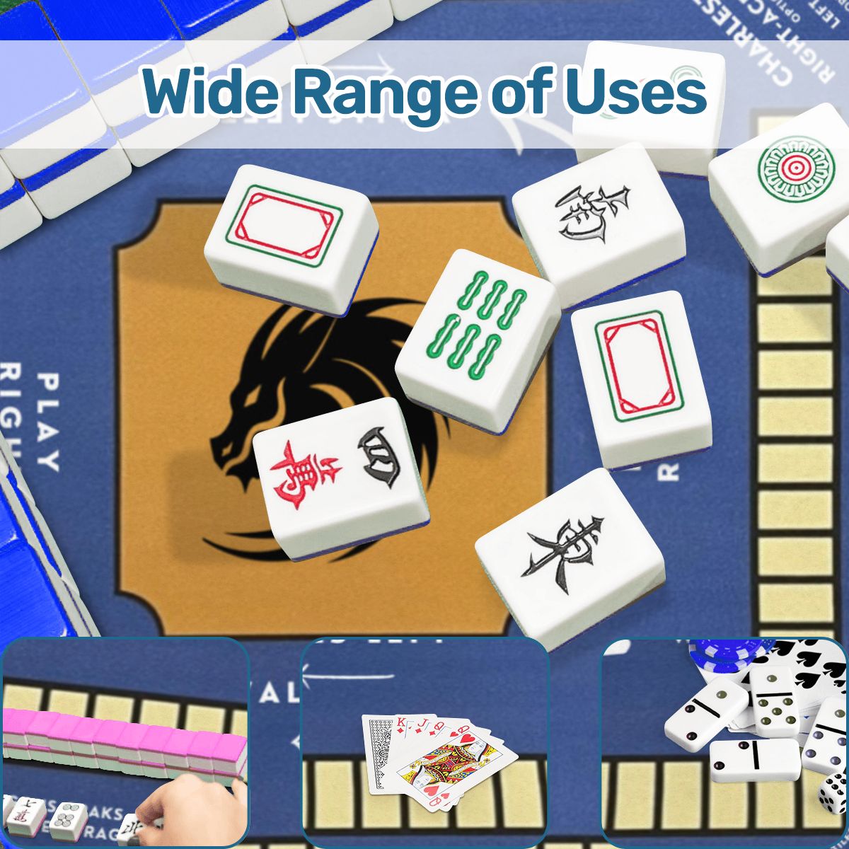Blue Mahjong Mat 31.5 x 31.5 - Durable Surface for Great Game Night Experiences