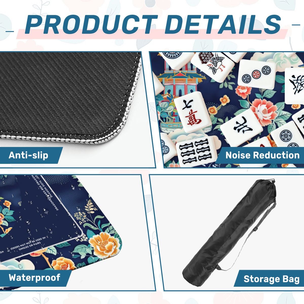 Blue Pavilion Mahjong Mat with Storage Case