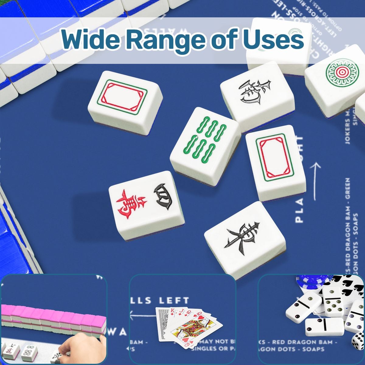 Blue Garden Mahjong Mat with Storage Case | Classic Blue & White Design