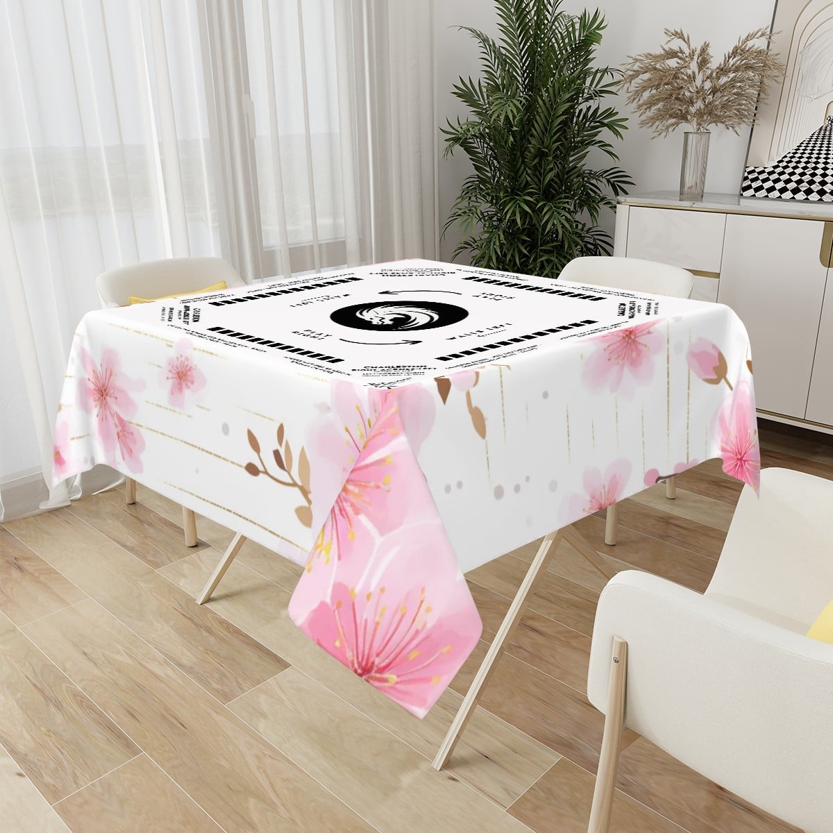 Floral Mahjong Tablecloth – 60 Inch | Soft Blossom Design