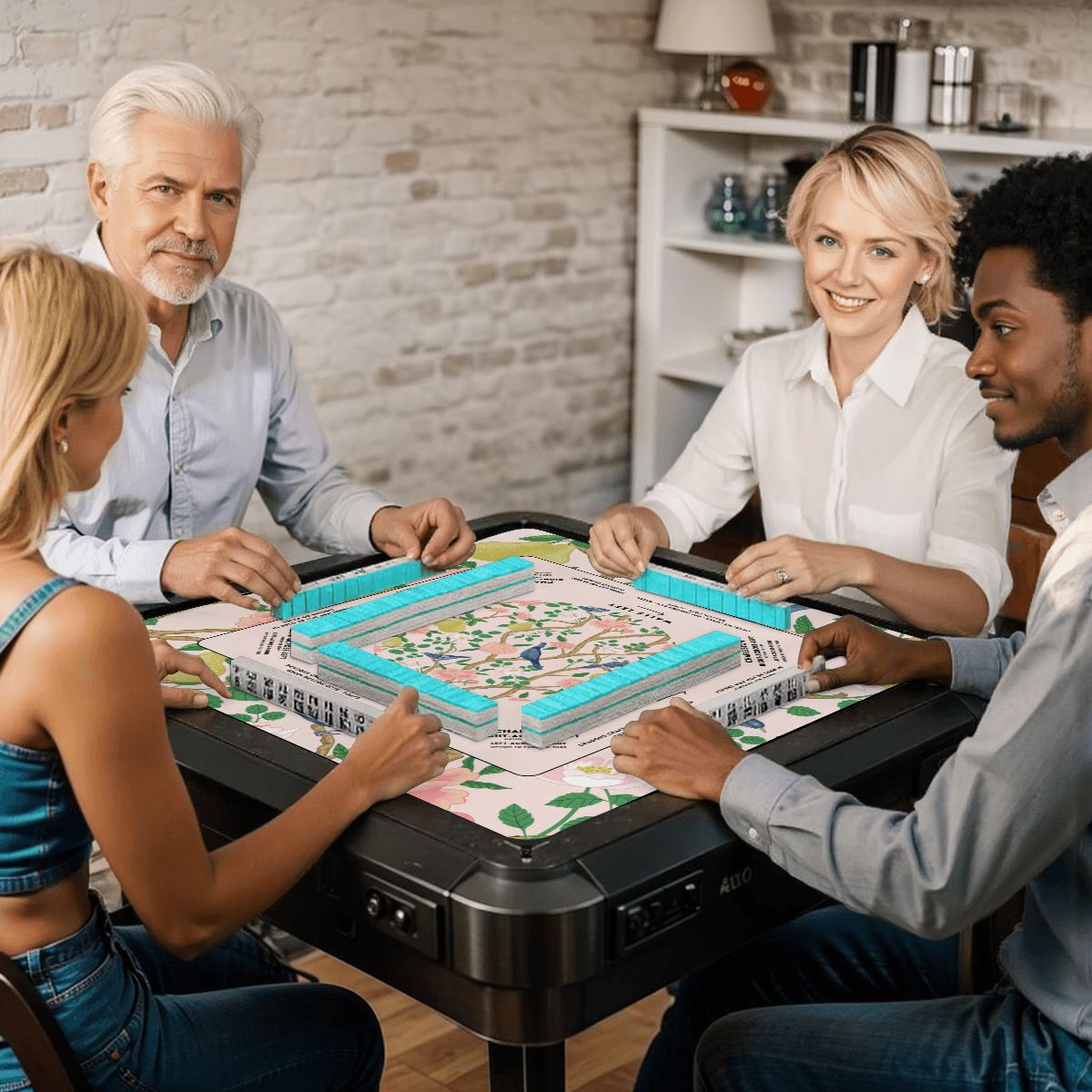 Blue Bird Design Mahjong Mat 30x30 - Durable Surface for Great Game Nights