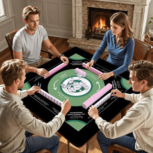 Black and Green Mahjong Mat 31.5 x 31.5 - For Mahjong Enthusiasts