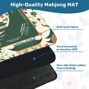 Green Peacock Mahjong Mat with Storage Case