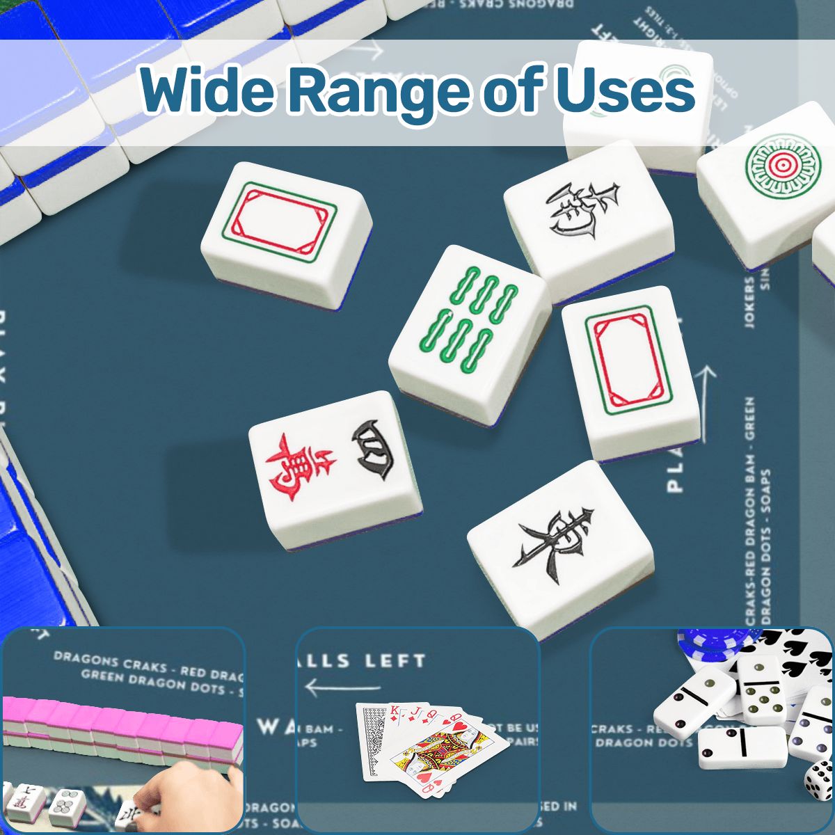 Blue Floral Mahjong Mat 31.5 x 31.5 - For Enhancing Game Night Experience