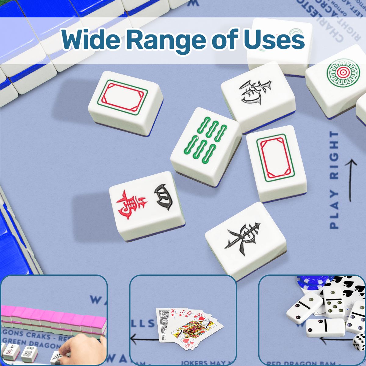 Blue Floral Mahjong Mat 30x30 - Durable Surface for Game Night Enthusiasts