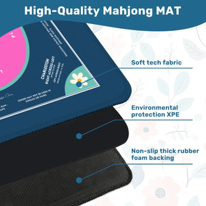 Blue Daisy Design Mahjong Mat, Size 31.5 x 31.5