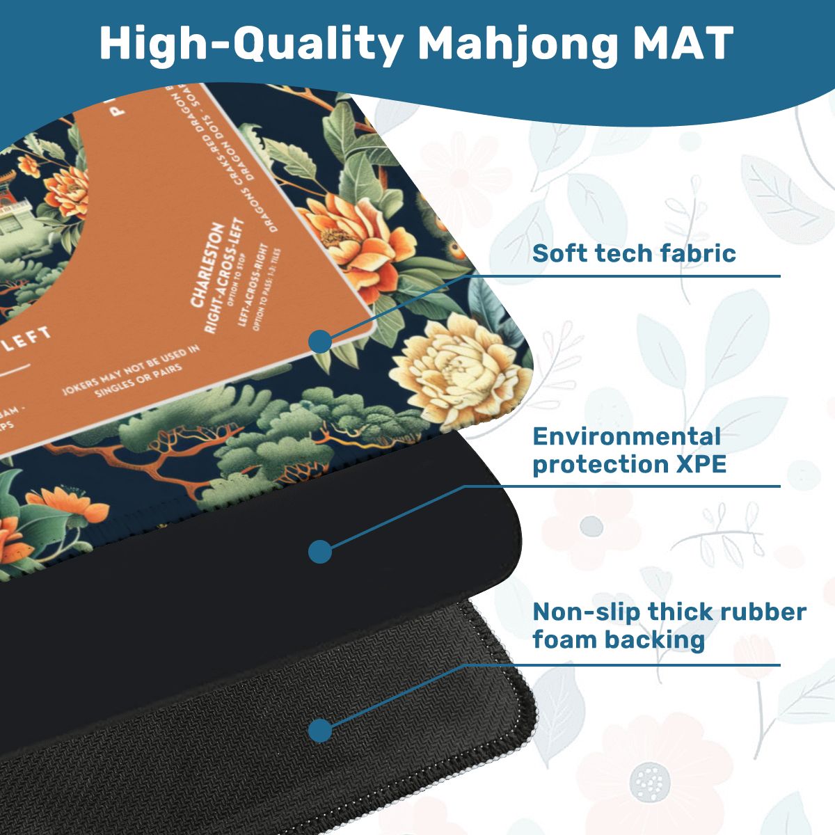 Orange Peacock Mahjong Mat 31.5 x 31.5 - For Ultimate Game Night Experience