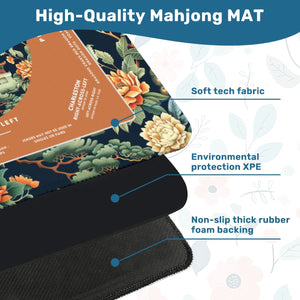Orange Peacock Mahjong Mat 31.5 x 31.5 - For Ultimate Game Night Experience